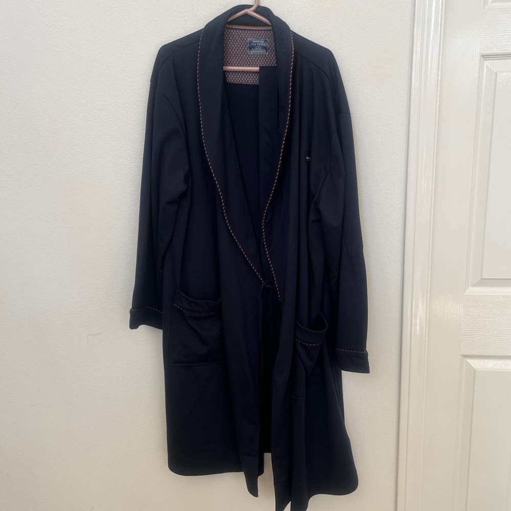 NWOT Ted Baker London Dressed To Chill Navy Blue Robe W Piping Men L/XL NEW